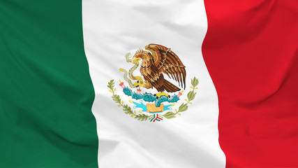 Fragment of a waving flag of the United Mexican States in the form of background, aspect ratio with a width of 16 and height of 9, vector