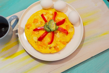 Omelet with bell pepper for a diet.