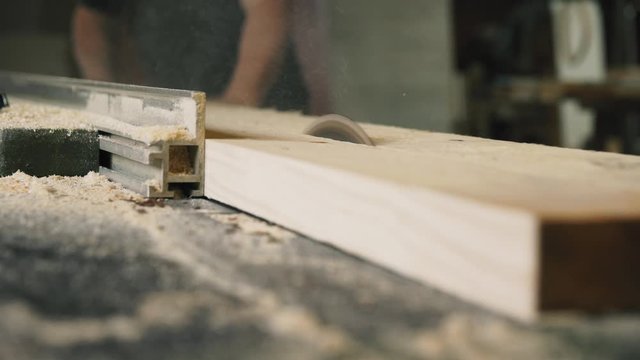 cutting wood on a circular saw