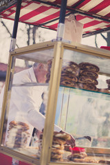 Street wagon in Turkey selling simit, a traditional Turkish street food.