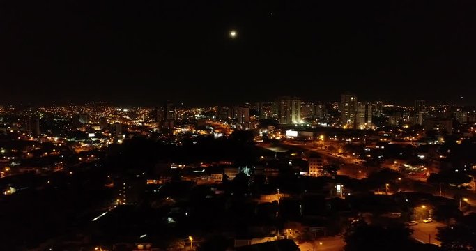 Night drone shot in Sorocaba - Sao Paulo - Eclipse 01
