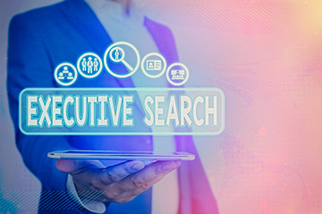 Handwriting text Executive Search. Conceptual photo recruitment service organizations pay to seek candidates