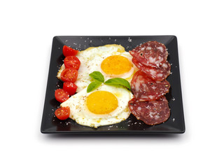 Fried eggs isolated on white background