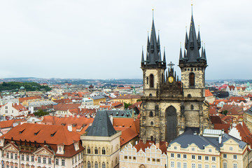 Fototapeta premium Aerial view of old town of Prague