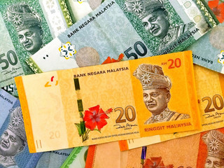 Currency of Malaysia, multi-color paper Malaysian Ringgit banknotes