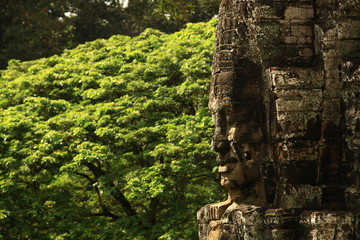 Faces of Bayon temple in Angkor Thom, Siemreap, Cambodia