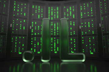 Israeli domain .il on server room background. Internet in Israel related conceptual 3D rendering