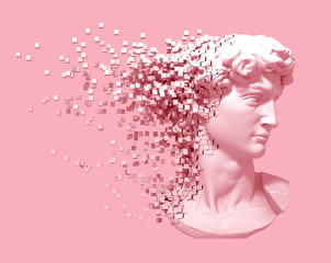 Disintegrating Head Of David On Pink Background - 345203594