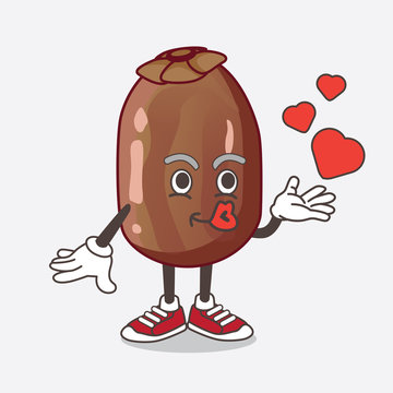 recommend clip art: Date Fruit cartoon mascot character teasing with heart kiss