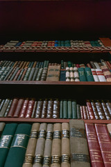 Book shelf with dark cold colors taken in oporto, Portugal