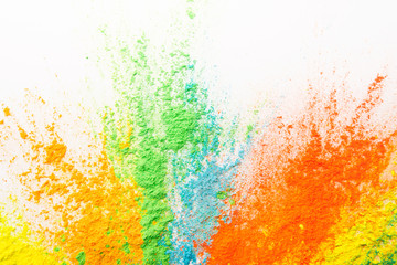 Beautiful multicolor powder explosion on white background