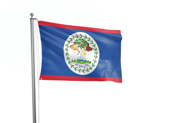 Belize flag waving isolated on white 3D illustration