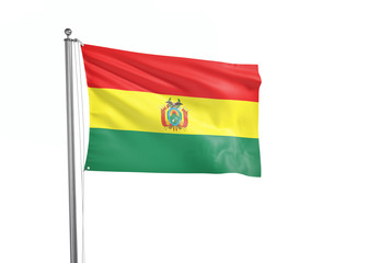 Bolivia flag waving isolated on white 3D illustration