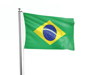 Brazil flag waving isolated on white 3D illustration