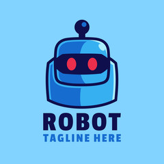 Obraz premium blue Robot head logo design template