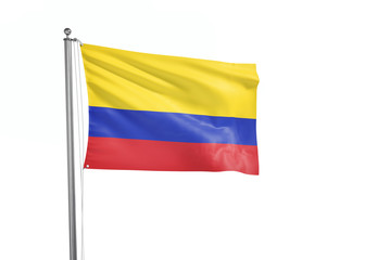 Colombia flag waving isolated on white 3D illustration