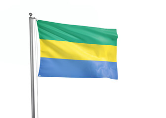 Gabon flag waving isolated on white 3D illustration