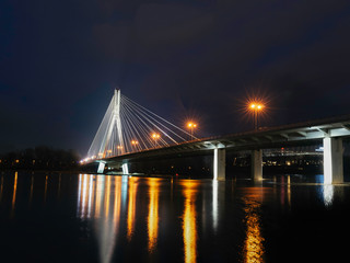 Fototapeta na wymiar Cable-stayed bridge across the Wisla River in Warsaw
