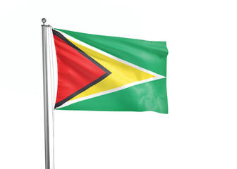 Guyana flag waving isolated on white 3D illustration