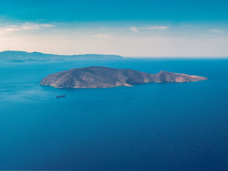Island and boat near Crete, Greece