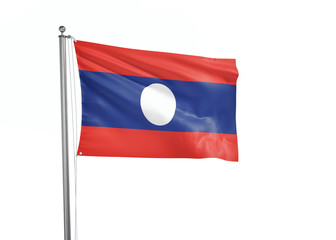 Laos flag waving isolated on white 3D illustration