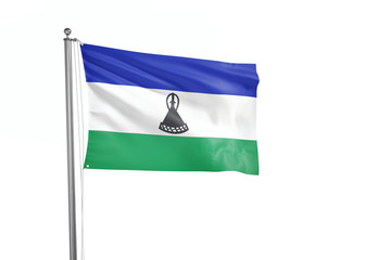 Lesotho flag waving isolated on white 3D illustration