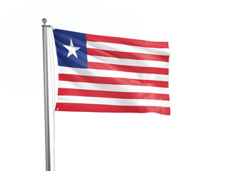Liberia flag waving isolated on white 3D illustration