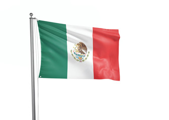 Mexico flag waving isolated on white 3D illustration