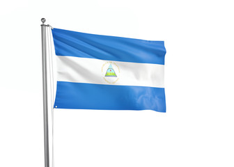 Nicaragua flag waving isolated on white 3D illustration