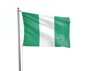 Nigeria flag waving isolated on white 3D illustration