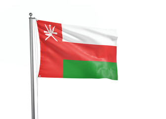 Oman flag waving isolated on white 3D illustration