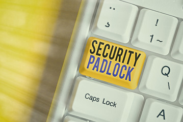 Word writing text Security Padlock. Business photo showcasing hardened steel body and double...