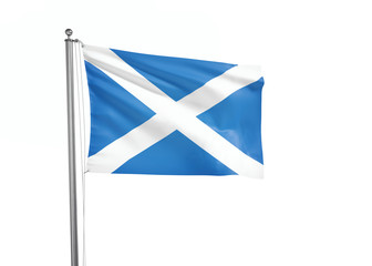 Scotland flag waving isolated on white 3D illustration