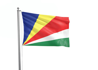 Seychelles flag waving isolated on white 3D illustration