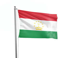 Tajikistan flag waving isolated on white 3D illustration