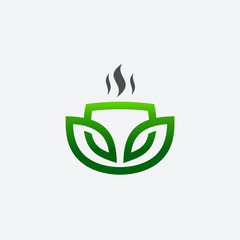 leaves with coffee cups logo