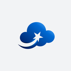 cloud with star vector logo
