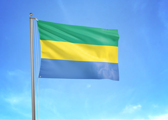 Gabon flag waving sky background 3D illustration
