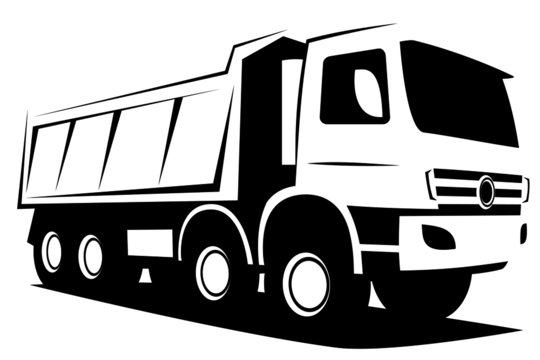 Dynamic vector illustration of a european tipper truck with four axles used in industrial construction works