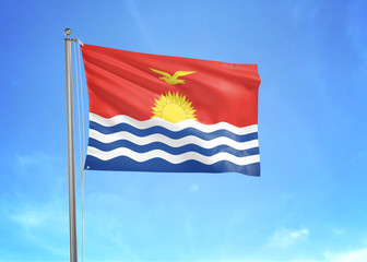 Kiribati flag waving sky background 3D illustration