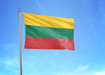 Lithuania flag waving sky background 3D illustration