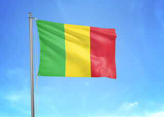 Mali flag waving sky background 3D illustration