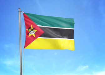 Mozambique flag waving sky background 3D illustration