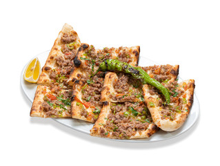 Minced Meat Pizza, Pita with clipping path