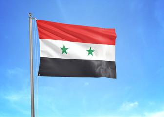Fototapeta na wymiar Syria flag waving sky background 3D illustration