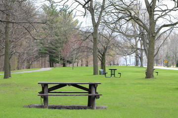 Obraz na płótnie Canvas Bench in the garden in Niagara On The Lake, Canada