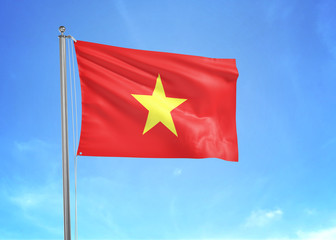 Vietnam flag waving sky background 3D illustration