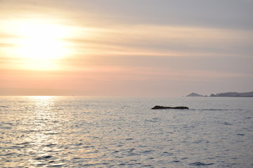 Sunset by the sea in Mollendo in the south of Peru