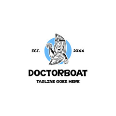 Doctor Boat mascot logo icon vector template
