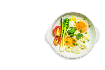 Fried egg isolated on white background. Fried egg with clipping path.